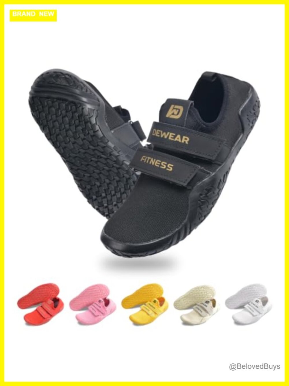 Weightlifting Shoes Rubber Non-Slip Sole Hook & Loop Breathable Mesh